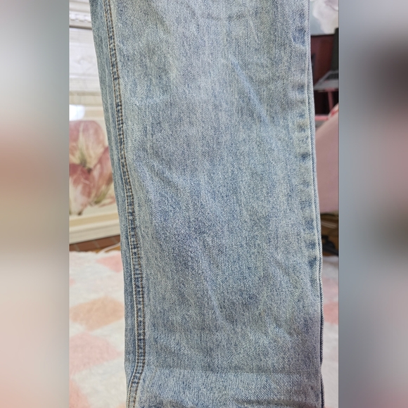 Princess Polly Asymmetrical Retro Y2K Blue Denim Wide Leg Jeans Sz 4 - Picture 8 of 8